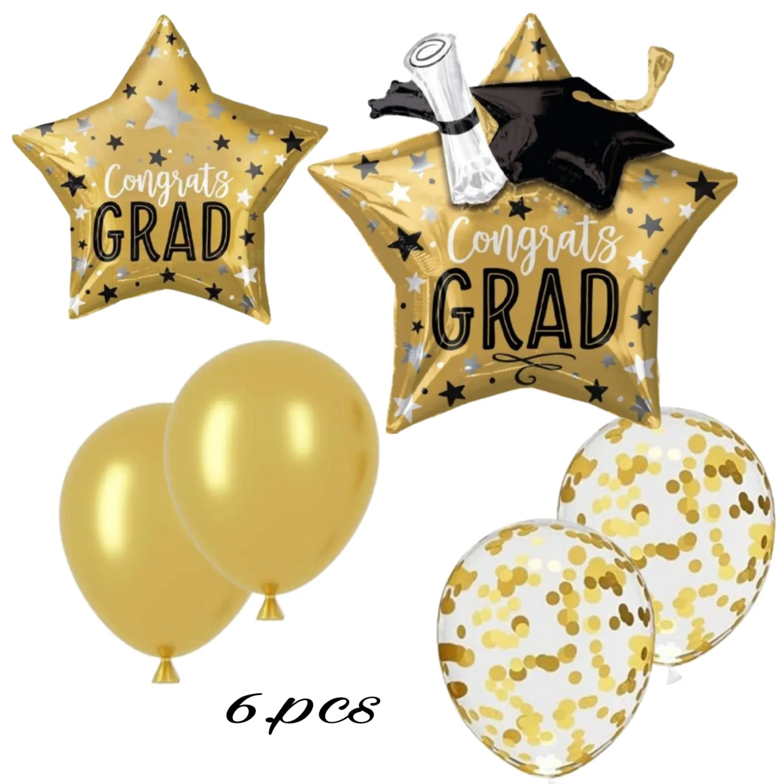 بالونات هيليوم 6 قطع لحفلة التخرج شكل نجوم